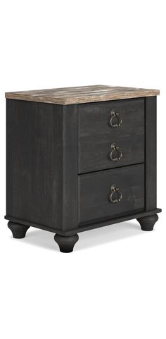 an old style nightstand with two drawers on one side and a wooden top in the middle