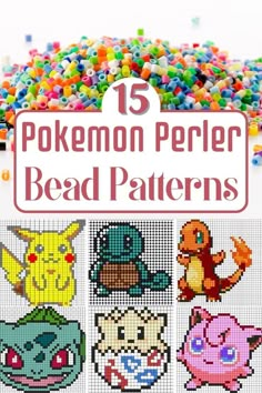 the cover of 15 pokemon perler bead patterns