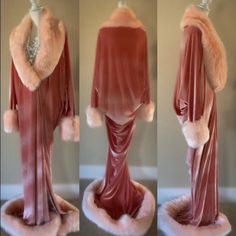 Blush Velvet Robe 1920s-old Hollywood Style-handmade Robe | Etsy Old Hollywood Feather Robe, Modern Old Hollywood Outfits, 1920s Dressing Gown, Rich Christmas Aesthetic, Old Hollywood Outfit Ideas, Pink Feather Robe, Fur Robes, Old Hollywood Glamour Fashion, Old Hollywood Glam Dresses