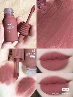 Velvet Lipstick Korean, Peripera Ink Velvet 17, Ink Velvet Peripera, Best Korean Lip Tint, Korean Lipstick Shades, Cute Lip Tint, Cool Tone Lip, Peripera Lipstick, Ink Velvet Tint