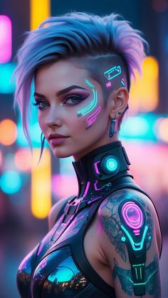 Aesthetic Pictures - Aesthetic Wallpapers #AestheticPictures #AestheticWallpapers Future Aesthetic Sci Fi, Sci Fi Aesthetic Fashion, Cyberpunk Female Character Design, Neon Punk Fashion, Cyper Punk, Female Cyberpunk, Cyberpunk Makeup, Cyberpunk Women, Sci Fi Outfit