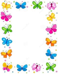 a colorful butterfly border with dots on the bottom and one in the middle, as well as