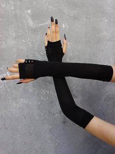 Black Casual Collar  Fabric Plain Fingerless Gloves Embellished   Women Accessories Black Gloves Women, Black Leather Gloves Fingerless, Long Black Fingerless Gloves, Black Fingerless Gloves Aesthetic, Black Gloves Aesthetic, Fingerless Gloves Aesthetic, Black Gloves Fingerless, Gloves Aesthetic, Types Of Gloves