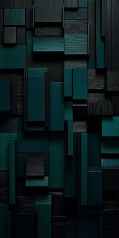 an abstract dark green and black wallpaper with squares, rectangles and lines