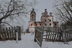 an old church in the middle of winter