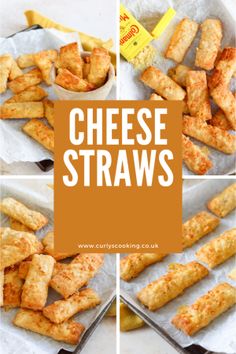 cheese straws are shown in four different pictures