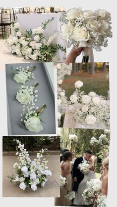 wedding bouquets with white flowers and greenery