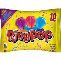 a bag of ringpop candy sitting on top of a table