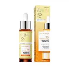 Ser pentru fata, Eveline Cosmetics, Serum Shot, 15 % Vitamin C+Cg, Illumination, 30 ml - Produs din sectiunea Produse Cosmetice, categoria Ingrijirea fetei, subcategoria Serumuri la pretul de 40 Lei; Producator: Eveline Cosmetics Face Therapy, Brightening Skincare, Fine Wrinkles, Clinique Moisturizer, Wrinkle Serum, Skin Care Range, Creamy Concealer, Skin Secrets, Even Out Skin Tone