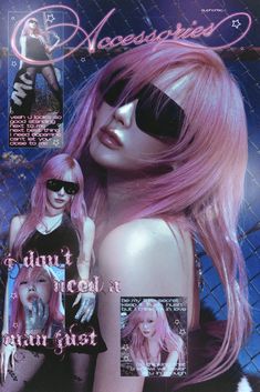 a magazine cover featuring a woman with pink hair and sunglasses on her head, next to another model