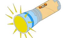 a cartoon image of a blue and yellow tube with an arrow pointing to the right