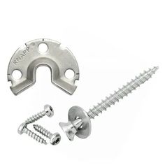 an assortment of screws and nuts on a white background