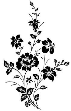 a black and white drawing of flowers