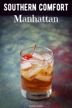 This Southern Comfort Manhattan is super delicious and perfectly balanced. There are only 3 ingredients that make this such a tasty drink! #southerncomfort #manhattan #dishesdelish #cocktail Southern Comfort Cocktails Recipes, Drinks With Southern Comfort, Southern Comfort Cocktails, Southern Comfort Drinks Cocktails, Southern Comfort Drinks, Comfort Drinks, Manhattan Cocktail Recipe, Drink Night, Manhattan Recipe