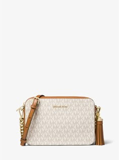 Ginny Medium Logo Crossbody Bag | Michael Kors Nicole Fox, Aesthetic Purse, Michael Kors Handbags Crossbody, Sac Michael Kors, Cadeau St Valentin, Cute Laptop Bags, Tote Bag Luxury, Michael Kors Tote Bag, Business Professional Outfits