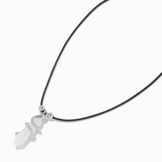 During the day, this faux mystical gem with silver-tone snake detail will add a vibe to your day. At night, watch it magically glow in the dark! The pendant hangs from a black cord. For best results, expose the glow-in-the-dark charm to light. Finish: Silver-tone Length: 16 + 3 in. extender / 40.64 + 7.62 cm. extender Closure: Lobster clasp Material: Metal - Claire's White Glow In The Dark Mystical Gem with Snake Pendant Black Cord Necklace Necklace Snake, Glowing Necklace, Night Watch, Black Cord Necklace, Snake Pendant, Fashionable Jewelry, Cord Necklace, Metal Style, Watch It