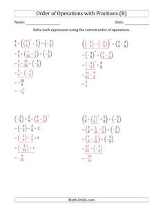 the order of operations worksheet