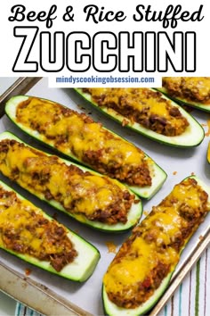 zucchini stuffed with beef and rice is ready to be cooked in the oven