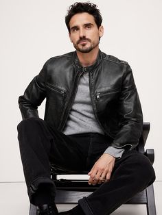 Biker Style Men, Leather Jacket Photoshoot, Leather Jacket Outfit Men, Fake Leather Jacket, Leather Fashion Men, Stylish Leather Jacket, Midnight Oil, Casual Leather Jacket, Best Leather Jackets