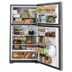 an open refrigerator filled with lots of food