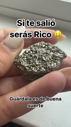 a person holding a rock in their hand with the words si te salo serras rico on it