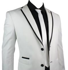 White suit Smart Casual Wedding, Mike Suits, Casual Wedding Suit, Mens Evening Wear, Casual Wedding Party, Black And White Suit, Suit White