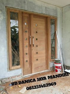 the front door to a house being built