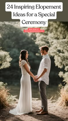 A couple holding hands in a beautiful outdoor setting, surrounded by nature, capturing the essence of an intimate and special elopement ceremony. Small Elopement Ceremony Ideas, Elopement Ceremony Timeline, Elopement Ceremony Ideas Altars, Garden Elopement Ideas, Private Elopement Ideas, Small Casual Wedding Ideas, Nature Elopement Ideas, Elopement Ideas Photography, Spring Elopement Ideas