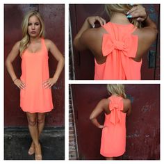 Neon Coral Bow T-Back Dress | Dainty Hooligan Boutique Dress Dainty, Sleeveless Chiffon Dress, Boutique Style Outfits, Boutique Store, Neon Coral, Dress Boutique, Boutique Fashion, Mode Inspiration, Dress Backs