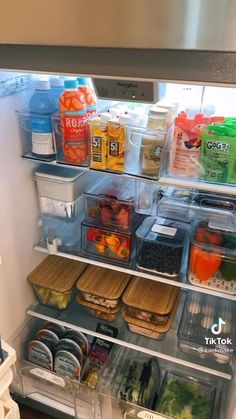 an open refrigerator filled with lots of food