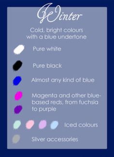 the color wheel for winter is shown in blue and white, with different colors to choose from