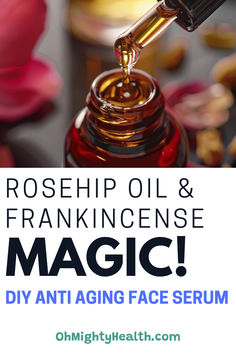 DIY anti aging face serum with frankincense. Text reads: Rosehip oil and frankincense magic! DIY anti aging face serum. Holistic Anti Aging, Diy Anti Aging Face Cream, Diy Face Serum, Frankincense Anti Aging, Face Serum Recipe, Making Perfume, 2023 Manifestation, Face Remedies, Serum Recipe