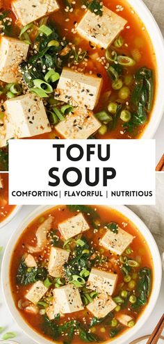 tofu soup Crunchy Veggies, Tofu Soup, High Protein Vegetarian Recipes, Soup Dish, Easy Healthy Lunches, Easy Soup, Protein Recipes, Healthy Work