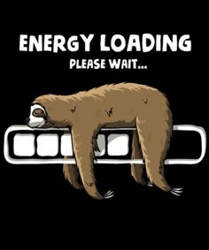 a slotty sleeping on the side of a bus with energy loading please wait text