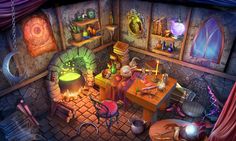 Witch Room Art, Wizard House, Halloween Desktop Wallpaper, Witches House