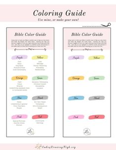 the wedding color guide for brides and grooms is shown in pink, blue, yellow