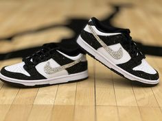 Authentic Nike Dunk blinged to order.  Encrusted with crystals.  Perfect for dressy events or everyday wear.  Message us with size and color preference!  Swoosh can be any color! Rhinestone Nike Dunks, Badazzel Shoes, Graduation Hair, Sneaker Ball, Concert Fit, Concert Fits, Sneakers Athletic, Nike Dunk, Nike Dunks