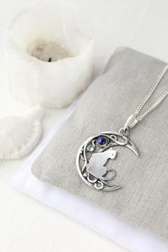 Moon phases necklace with Lapis lazuli jewelry Cat necklace | Etsy Cat Design Round Pendant Jewelry Gift, Cat Design Pendant Jewelry, Ursula Jewelry, Cat And Moon, Moon Phases Necklace, Lapis Lazuli Jewelry, Cat Necklace, Moon Pendant, Lovers Gift