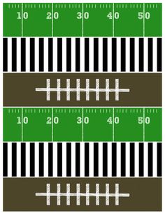 a football field with numbers and lines drawn on the sidelines, as well as an arrow