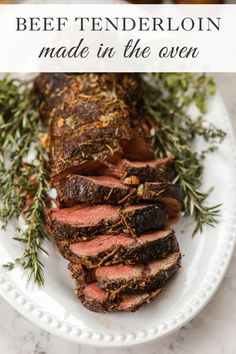 This recipe for Beef Tenderloin in the oven is one of the only Beef Tenderloin recipes that you will ever need! It includes a delicious herb mix that’s full of flavor! To find this beef tenderloin recipe visit Sugar Maple Farmhouse. Beef Tenderloin Recipes Oven, Recipe For Beef Tenderloin, Beef Tenderloin Oven, Tenderloin Steak Recipes, Christmas Beef