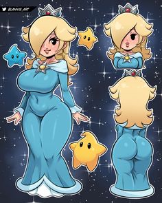 an image of a cartoon character with many different poses and hair styles, including blonde hair