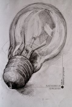 a pencil drawing of a light bulb