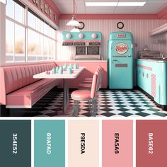 an old fashioned diner with pastel colors