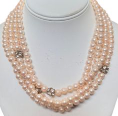 VTG Richelieu Faux Cream Pearl Clear Rhinestone Gold Tone 4 Strand Necklace Read | eBay Antique Jewelry Necklace, Pearl Cream, Strand Necklace, Clear Rhinestones, Antique Jewelry, Vintage Antiques, Jewelry Necklace Pendant, Gold Tones, Jewelry Necklaces