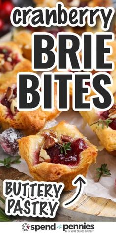 cranberry brie bites with text overlay