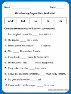 worksheet for conjunctions with pictures to help students understand the correct and correct words