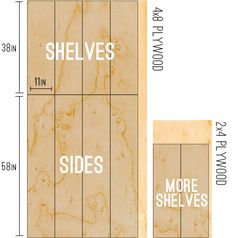 the side and back sides of a wooden door with measurements for each section on it