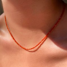 Shimmering slim gemstone beaded necklace made of 2mm faceted stones in carnelian on a gold linking lobster clasp. Julia Turner Necklace, Cheap Green Necklaces With Lobster Clasp, Neck Mess, Tomato Girl, There Are No Rules, Life Dreams, Paris Jewelry, 16 Necklace, Luxury Jewelry Brands