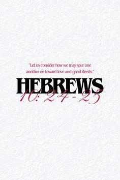 the words hebrews are written in red and black on a white background with an image of