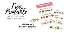 the healthy breakfast menu is shown with an arrow pointing up to it's contents